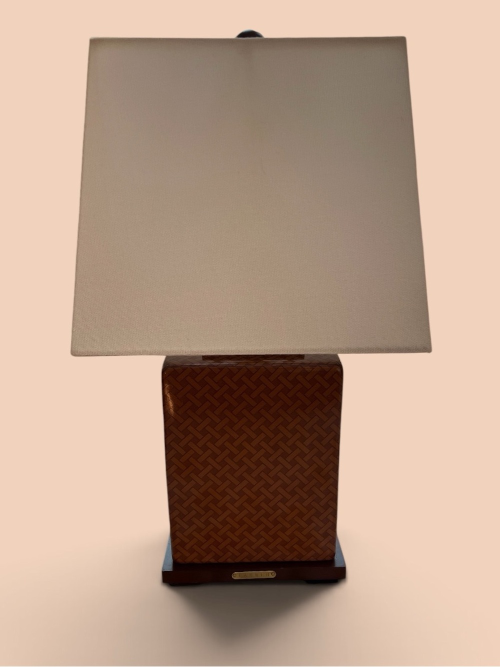 Ralph Lauren Cream Shade Table Lamp with Brown Textured Base